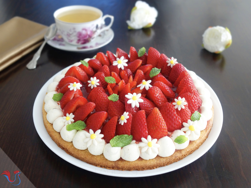 La Tarte aux Fraises sur sablé breton et crème mascarpone vanille