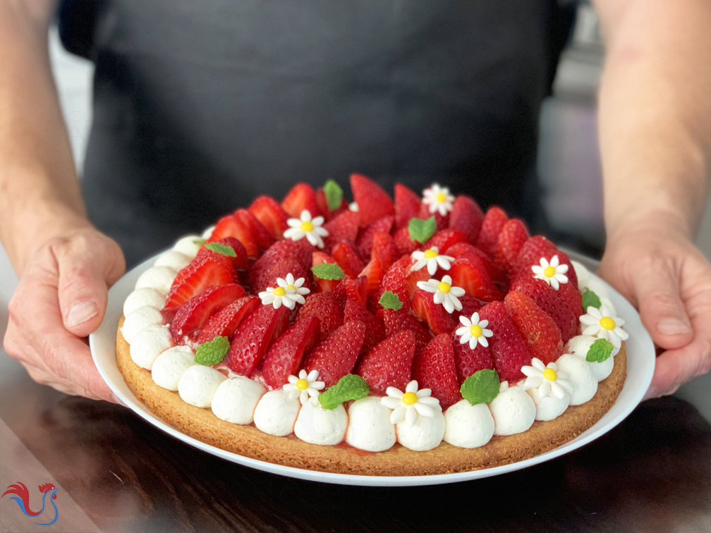 La Tarte aux Fraises sur sablé breton et crème mascarpone vanille