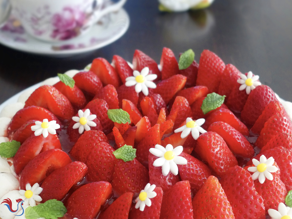 La Tarte aux Fraises sur sablé breton et crème mascarpone vanille