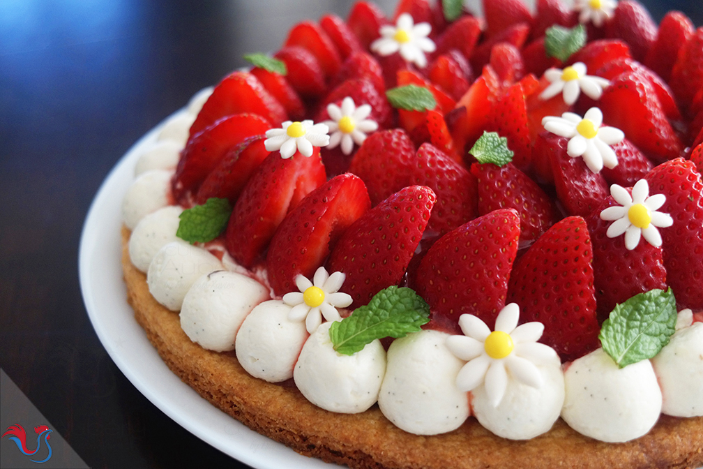 La Tarte aux Fraises sur sablé breton et crème mascarpone vanille