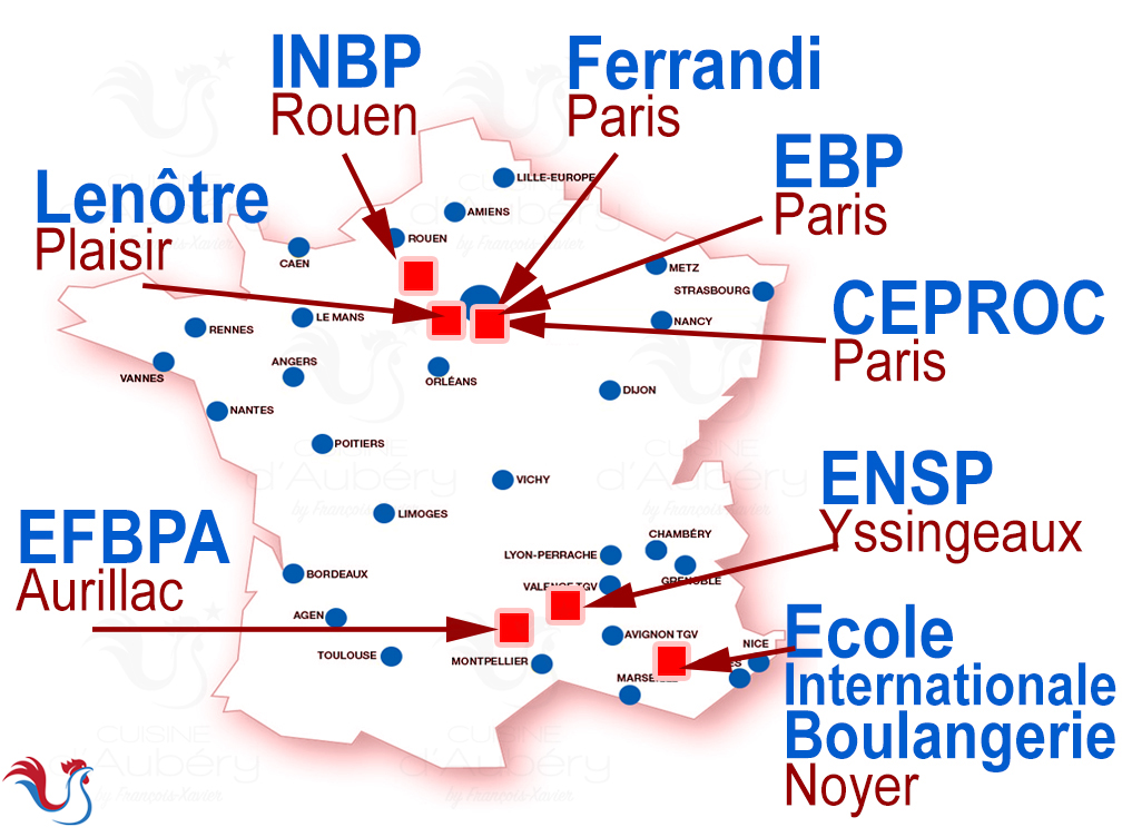 Les Ecoles de formation pour adultes : Cuisine, Boulangerie, Pâtisserie (ENSP, Ferrandi, Lenôtre, EBP, etc…)