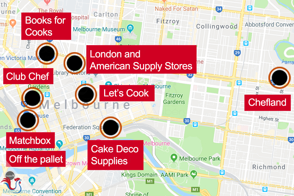 Les Magasins de Cuisine et Pâtisserie à Melbourne (Australie) (Matériel et ustensiles)