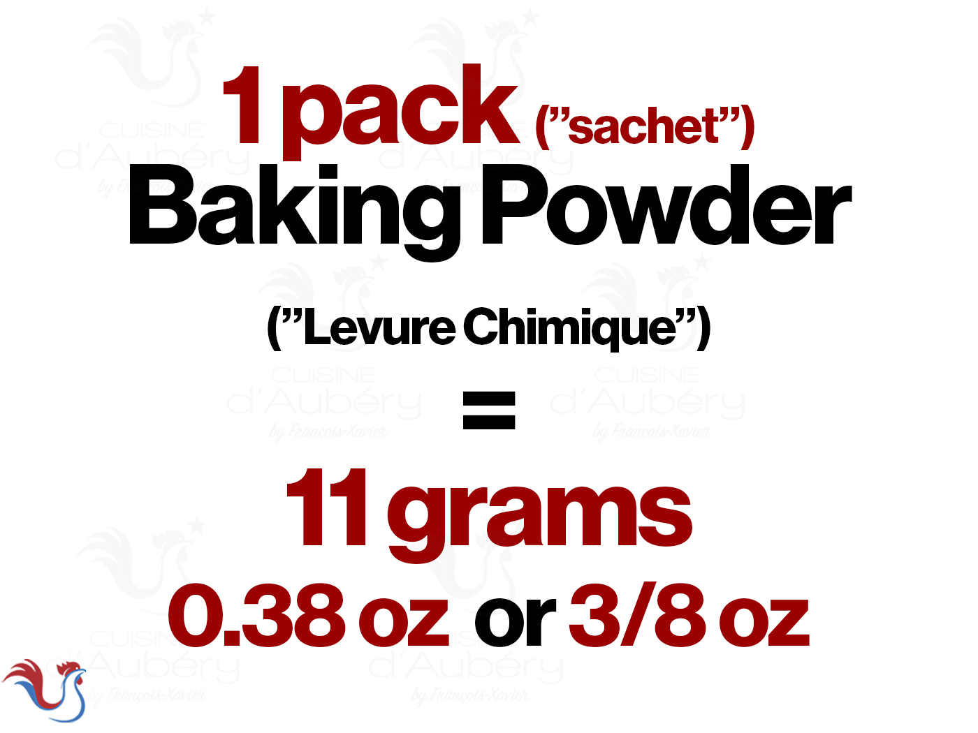 Weight of a French pack of baking powder (sachet de levure chimique)